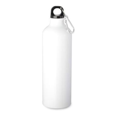 Imagem de Garrafa Squeeze de Alumínio 750ml Metálica | Tampa Rosqueável com Mosquetão Colorido | Ultra Leve 100g | Perfeita para Esportes, Viagem e Camping (Branco)