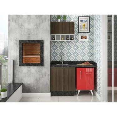 Imagem de Churrasqueira 3Pçs Sem Pia Branco Polar Nogueira Dourado