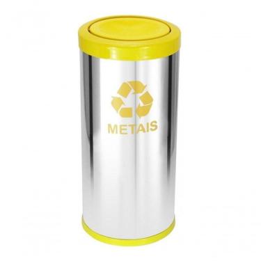 Imagem de Lixeira Em Aço Inox Com Tampa Meia Esfera Plástica