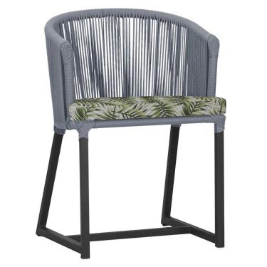 Imagem de Cadeira De Jantar Noronha Alumínio Preta E5 Trama  Prata