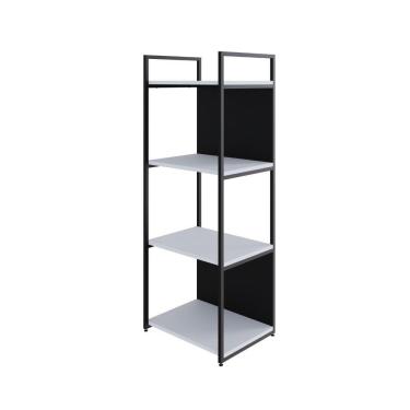 Imagem de Estante C/04 Prateleiras 118x45x33cm C/fundo Yon Branco Tx/est.preto Branco Tx/est.preta