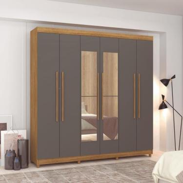 Imagem de Roupeiro 6 Portas Com Espelho Bentley Nature Alasca