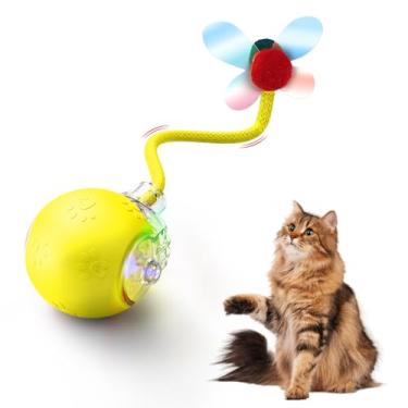 Imagem de Jovrun Brinquedos interativos para gatos em ambientes internos, 2025 atualizado 360° material seguro antimastigação bola de gato em movimento com cauda, brinquedos interativos para gatos adultos em