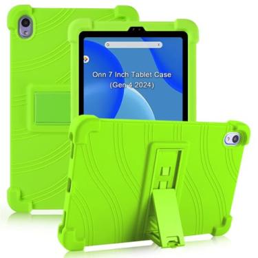 Imagem de ATOOZ Capa infantil para tablet Walmart Onn de 7 polegadas 2024 (modelo: 100135924), capa de silicone macio geração 4 com suporte (verde)