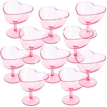 Imagem de Teenyyou Pacote com 10 taças de champanhe em forma de coração para o dia dos namorados 293 ml, taças de champanhe acrílicas rosa, taças de martini, taças de vinho para coquetel e aniversário da