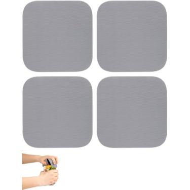 Imagem de bepisof Conjunto de abridor de garrafas de silicone multifuncional, 4 peças, pegadores de abridor de frascos de borracha, almofada antiderrapante e porta-copos de copos para abrir frascos (12 cm)