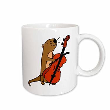 Imagem de 3dRose Caneca fofa engraçada de desenho animado de lontra do mar tocando violoncelo, 325 ml