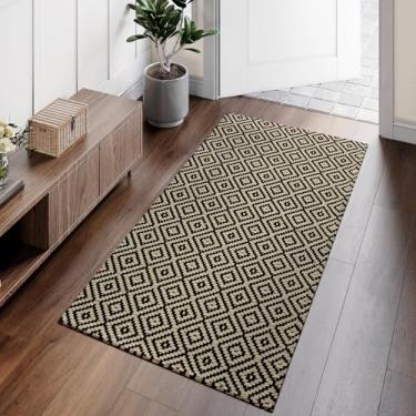 Imagem de QiCaiJia Tapete de corredor de corredor 5 x 12 cm, corredor de cozinha lavável, antiderrapante, tapete ultrafino para entrada embaixo da porta, tapete boho de algodão macio de baixa pilha para