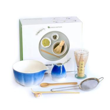 Imagem de Lithobo Conjunto de batedor Matcha – Conjunto de chá japonês de 7 peças com tigela, batedor de bambu, colher, suporte, peneira – Kit Matcha tradicional para cerimônias, presente para amantes de Matcha