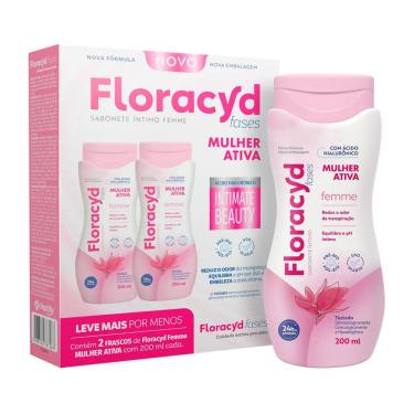 Imagem de Sabonete Íntimo Floracyd Fases Femme Mulher Ativa Ácido Hialurônico Intimate Beauty 2 Unidades de 200ml cada Leve Mais por Menos