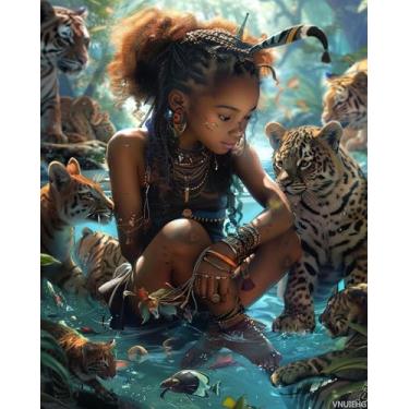 Imagem de VNUIEHG Kits de pintura por números para mulheres africanas, pintura a óleo faça você mesmo, kits de tinta acrílica por números para adultos iniciantes com pincéis para decoração de parede de casa 41