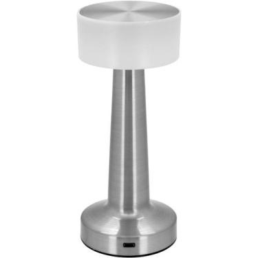 Imagem de LUMINÁRIA LED MESA ABAJUR USB METAL 21x9x9cm PRATA DECORATIVA - HOMECO