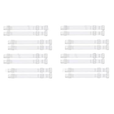 Imagem de 8 pares de alças de sutiã transparentes, ajustáveis, antiderrapantes invisíveis, confortáveis e elásticas, adequadas para usar coletes e saias suspensórias