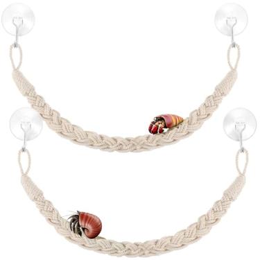 Imagem de 2 peças de brinquedos de escalada de caranguejo eremita réptil corda de escalada com 4 ganchos de ventosa acessórios de caranguejo eremita acessórios de terrário para tanque de répteis decoração de