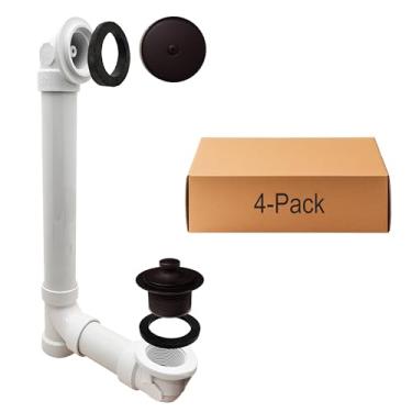 Imagem de Westbrass D49721-4-12 Conjunto de resíduos e transbordamento de banheiro de 3,8 cm com tampa de drenagem de tração e cotovelo superior de placa frontal de um furo-SCH. 40 PVC, bronze polido a óleo