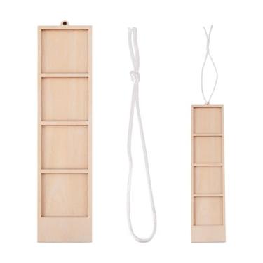 Imagem de Handship Molduras de colagem de 19 x 4 cm, quatro aberturas, mini molduras de madeira retangulares para pendurar na parede com corda para exibir imagens de 4 x 4 cm, decoração de casa de árvore de