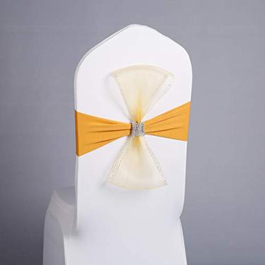 Imagem de Faixas para Cadeiras Laços Fitas Elásticas Cadeira Volantes Decoração de Casamento Festa Cerimônia Banquete Jantar Reunião