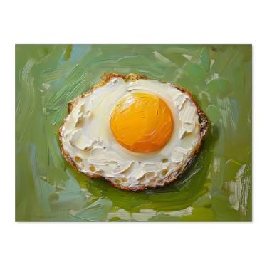 Imagem de Haitunone Arte de parede de comida de ovo frito, retrô, cozinha, pôsteres vintage de pintura a óleo para sala de jantar, decoração de parede, restaurante, casa, bar, decoração de parede, 20,3 x 25,4