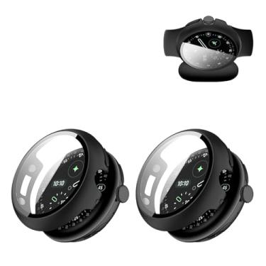 Imagem de Capa de 2 peças para Google Pixel Watch 4 de 45 mm com protetor de tela integrado, protetor de relógio rígido de PC, suporte para carregamento direto, à prova de choque, anti-arranhões, proteção total