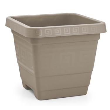 Imagem de Kit 4 Vasos Quadrados 18L Grandes para Horta, Jardim, Flores, Plantas e Ervas – Plástico Reforçadocom Furos de Drenagem - Ideal para Cultivo Urbano(Areia)