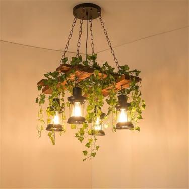 Imagem de Lustre Americano Pastoral LED Industrial Retrô Criativo Música Restaurante Bar Cafeteria Loja de Chá Loja de Roupas Plantas Verdes Decoração Luminária Pendente (WA 4 Lâmpadas)