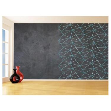 Imagem de Papel De Parede Concreto Linhas Azul Turquesa 3,5M Kkt300 - Você Decor