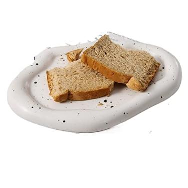 Imagem de Bandejas de Servir Prato de Cerâmica Utensílios de Mesa Bandeja de Sobremesa Bandeja de Sobremesa de Café da Manhã Bandeja de Armazenamento Decoração de Casamento Bandeja de Joias (Cor: Speckle White)