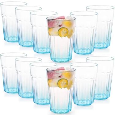 Imagem de Greentainer Copos de água potável inquebráveis – Reutilizáveis COMO plástico café água fria leite xícaras de chá canecas para festa, piquenique, acampamento, empilhável – 350 ml, conjunto de 12