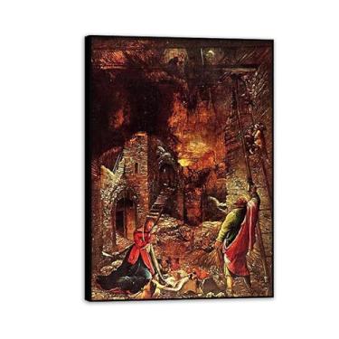 Imagem de SDYJ6GSW Albrecht Altdorfer Pôster de parede Nativity Giclee impressões em tela Albrecht Altdorfer decoração de parede para sala de estar quarto banheiro decoração de casa 100 x 70 cm (83.8x71.1 cm