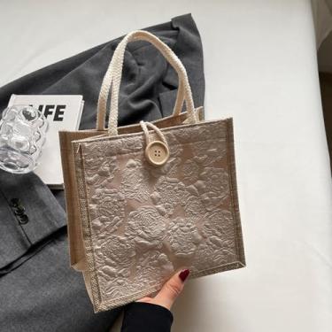 Imagem de Bolsa feminina rosa de lona, bolsa transversal com bolsos, alça superior, bolsa de ombro para mulheres, Caqui, One Size