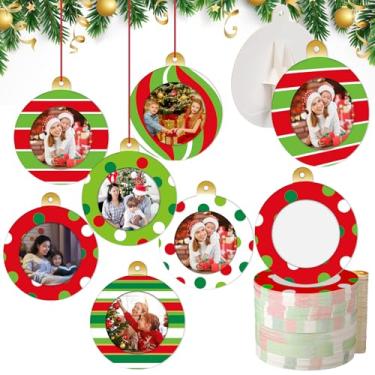 Imagem de Tenceur 120 peças, 120 peças, enfeites de Natal para árvore de Natal, porta-retratos redondos de papel faça-você-mesmo 2025, enfeites de Natal personalizados inacabados para decoração de árvore de