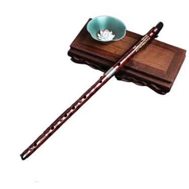 Imagem de Flauta profissional de bambu de madeira para iniciantes em chave E com acessórios marrom modelo de uma seção