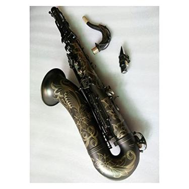 Imagem de Kit de saxofone para iniciantes saxofone tenor preto fosco sax instrumento musical profissional tocando com estojo bocal instrumento de sopro