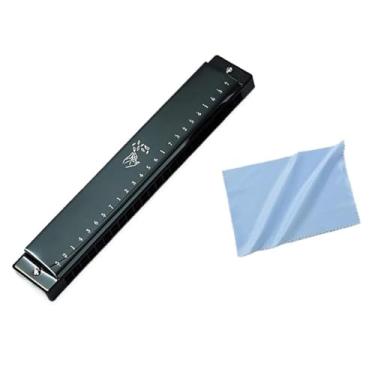 Imagem de Gaita profissional Tremolo Harmonica C Key 24 furos bronze fósforo palheta capa de metal pente ABS (preto)
