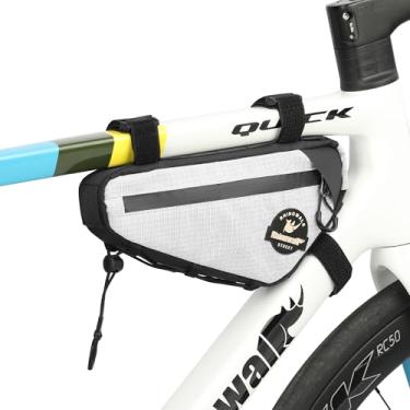 Imagem de Rhinowalk Bolsa para quadro de bicicleta, impermeável, com porta de cabo, bolsa de bicicleta leve de 1L para bicicleta de estrada, MTB, cascalho, acessório de ciclismo compacto com alça de bomba
