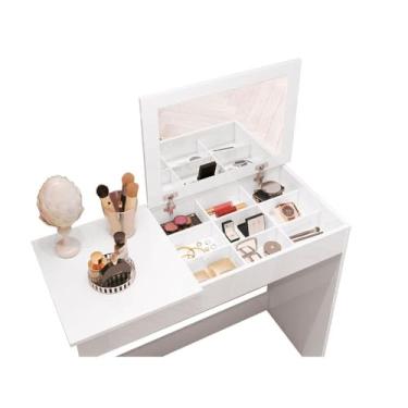 Imagem de Penteadeira Escrivaninha com Espelho e Porta-Joias Paris — Cor Branco, Ideal para Quarto de Meninas
