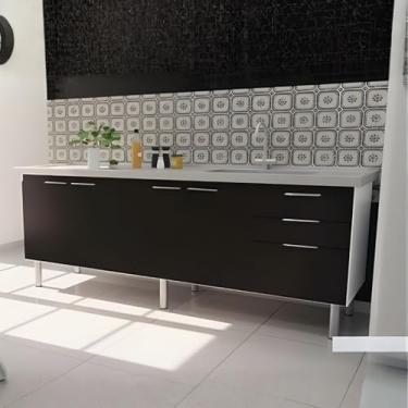 Imagem de Gabinete de Cozinha Armário Pia 3 Gavetas e 4 Portas 194cm (Preto)