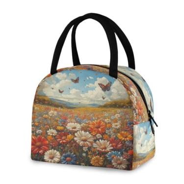 Imagem de ATTX Lancheira colorida com isolamento à prova de vazamento de flores silvestres para trabalho e ao ar livre - lancheira portátil reutilizável para homens e mulheres, piquenique viagem #415