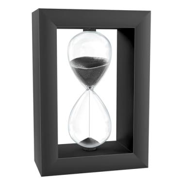 Imagem de Temporizador de ampulheta de areia de 30 minutos, relógio moderno de areia de madeira preta, vidro decorativo para mesa de trabalho, vidro de areia, Reloj De Arena para escritório, decoração de casa