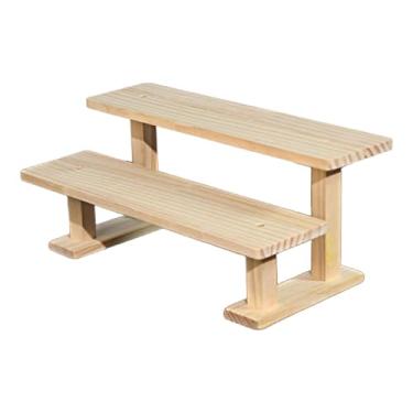 Imagem de IEUDNS Suporte de exibição de figuras, organizador de perfumes, suporte para cupcakes, expositor de madeira para colecionáveis, 2 Níveis 20cm