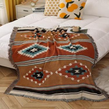 Imagem de CLOTHKNOW Cobertores astecas navajo para cama do sudoeste 150 cm x 213 cm cobertor reversível marrom asteca do sudoeste para sofá, cadeira, sofá, casa, exterior, praia, barraca, viagem, acampamento