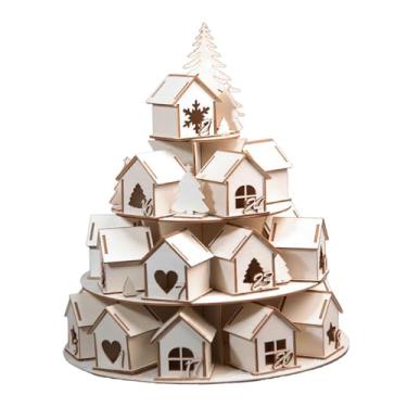 Imagem de oshhni Calendário do Advento de Natal em Madeira 3D, Enfeite de Casa, Vazio, Reutilizável, Criativo, Decoração para Festas, Suprimentos para 24 Dias,