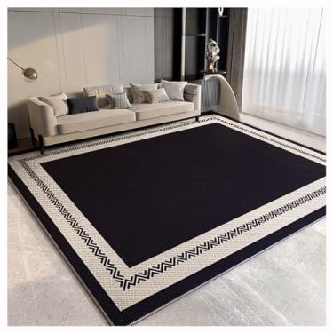 Imagem de SPXMQSS Tapetes de sala de estar, grande, macio para quarto, resistente à sujeira e ao desgaste, tapete lavável com forro antiderrapante, para quarto, sala de jantar, escritório, preto/bege