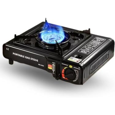 Imagem de Fogareiro Portátil a Gás, Preto, Aço, 2,9k Potência, 1 Boca, Acendimento Automático, Chama Tripla, Camping