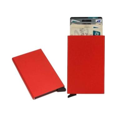 Imagem de Carteira Inteligente Slim RFID Preta Minimalista Para Homens E Mulhere