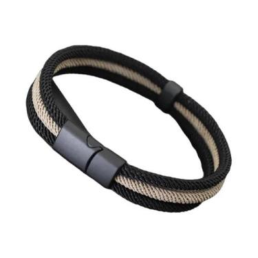 Imagem de Pulseira Masculina Artesanal De Corda Trançada Com Fecho Magnético Des