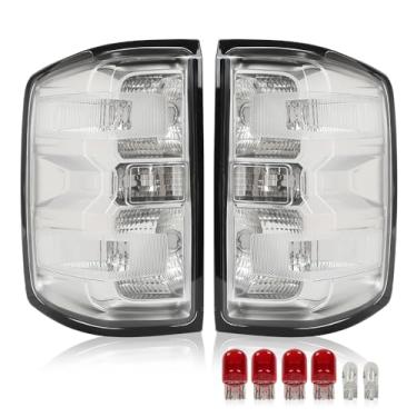 Imagem de CHEDA Luz traseira compatível com Chevy Silverado 1500/2015-2018 Chevy Silverado 2500/2015-2018 Chevy Silverado 2500 HD 3500 HD (esquerda + direita (lente transparente))