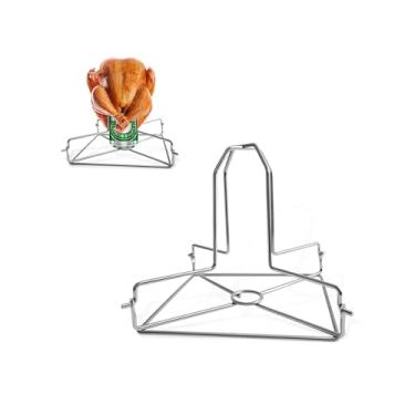 Imagem de Kofebe Suporte de galinha para lata de cerveja, suporte dobrável de frango para churrasqueira, rack de frango de aço inoxidável para churrasco de peru
