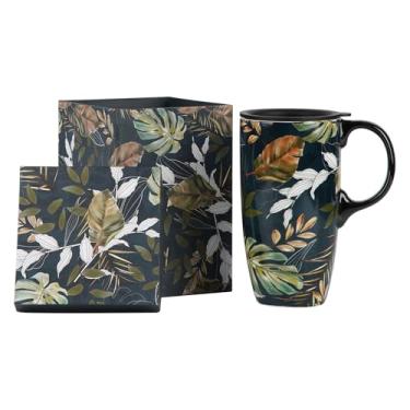 Imagem de Topadorn Caneca de cerâmica folha porcelana caneca de café com caixa de presente, 500 ml folhas