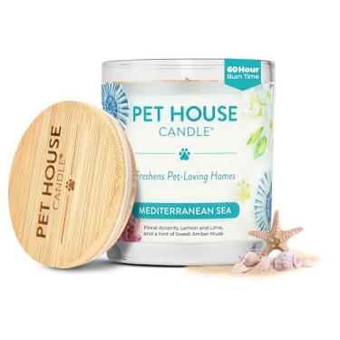 Imagem de One Fur All Vela para animais de estimação, vela perfumada de soja de 255 g, queima limpa, ambientador de longa duração para casa, mar mediterrâneo